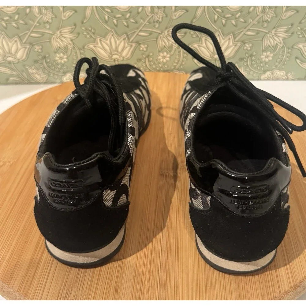Vintage Coach Kathleen Sneakers Feature Black Signature Canvas 6.5 Retro Y2K